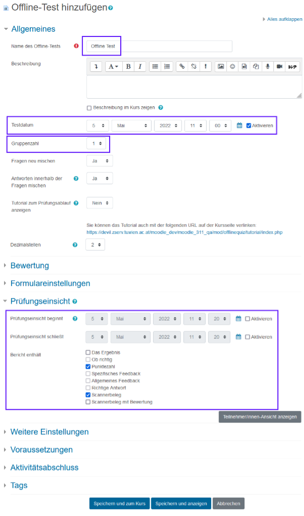 Offline Test hinzufügen